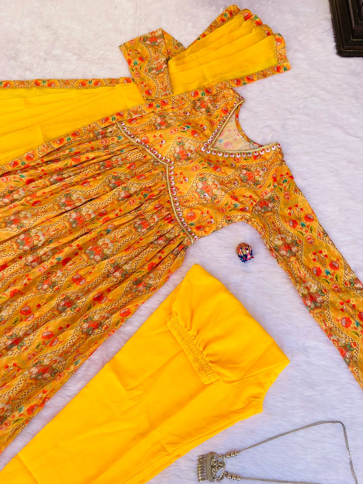 Alia Cut Stunning Soft Muslin Cotton Hand Worked Anarkali Pant Suit