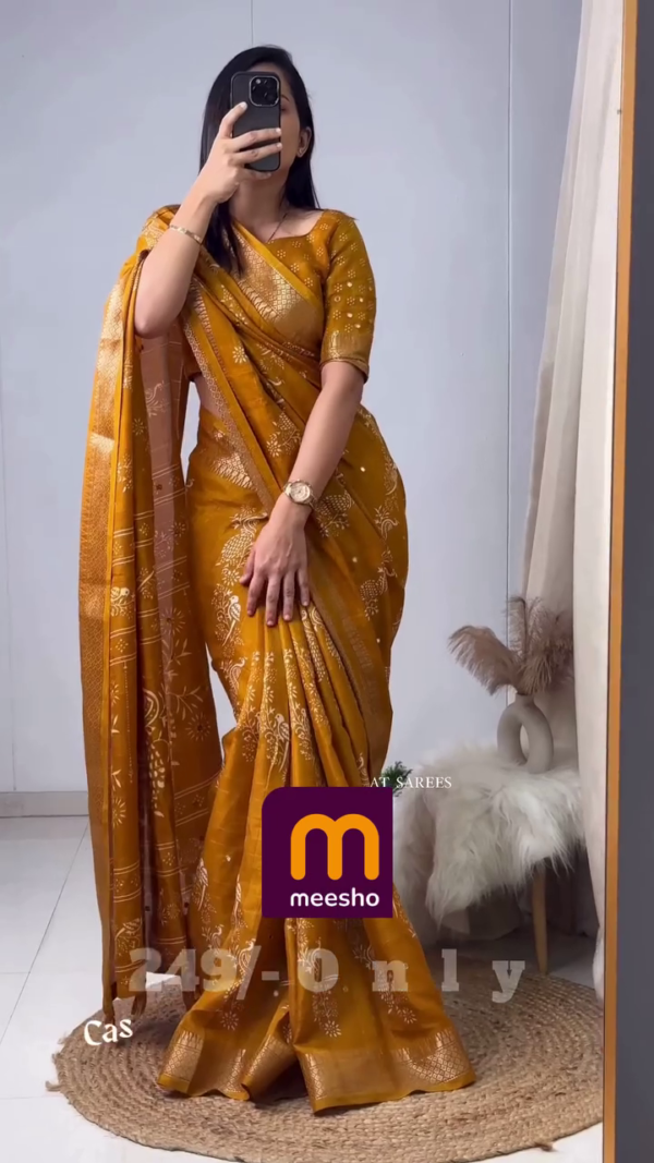 Mustard Yellow Embellished Sequinned Pure Georgette Saree