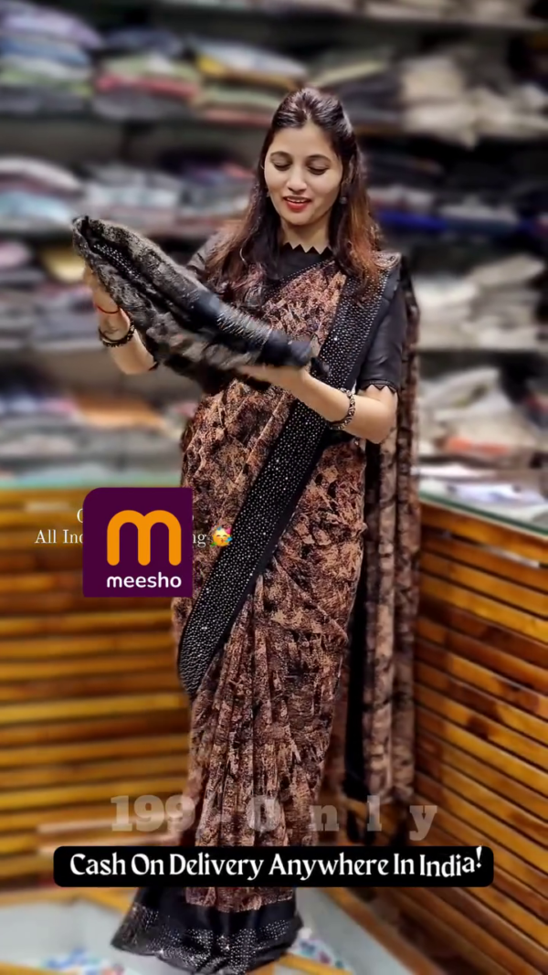 Mono Net Saree with Sequin Work, Includes Net Blouse with Sequin Work