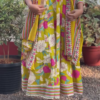 V-Neck Puff sleeves Floral Printed Embellished Maxi Ethnic Dresses